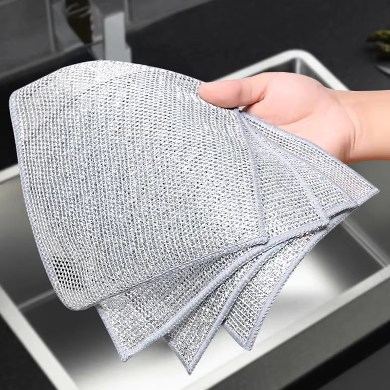 Wholesale Metal Steel Wire Rags Cloth Home Kitchen Pot Pan Dishwashing Double-Sided Dishcloth Cleaning Cloths Towel Scrubber Rag