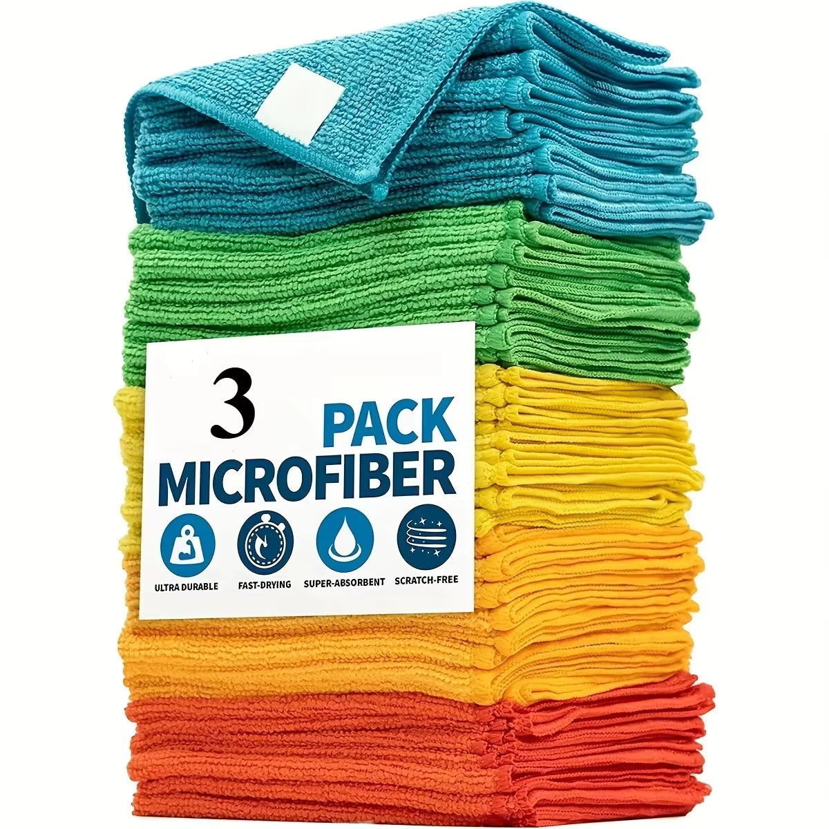 Microfiber Cleaning Cloth Multi-Purpose Kitchen Dish Cloth Scouring Pad for Car and Home Cleaning Reusable Dishwashing Wipes