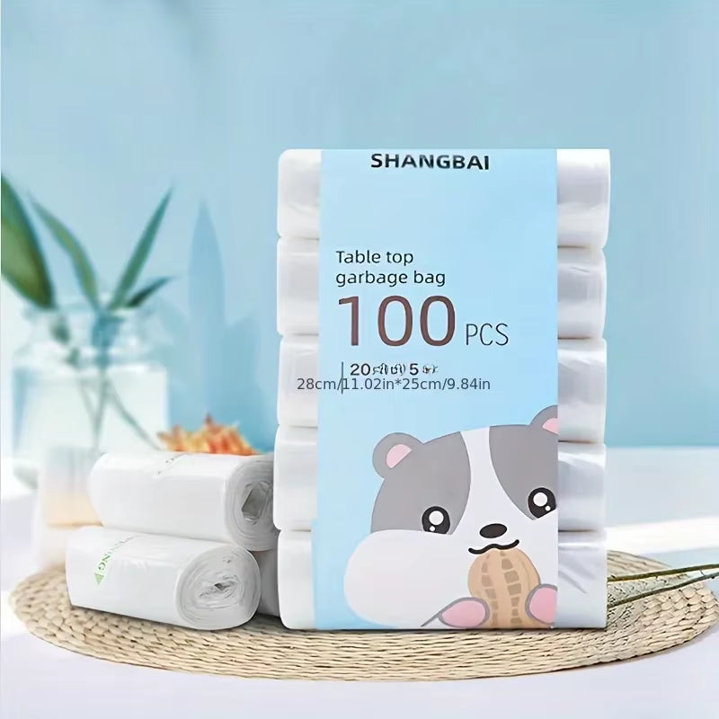 2-5 Rolls/Pack Disposable Small Trash Bags Transparent Garbage Bag Thick Portable Durable Cleaning Kitchen Dormitory Home Office