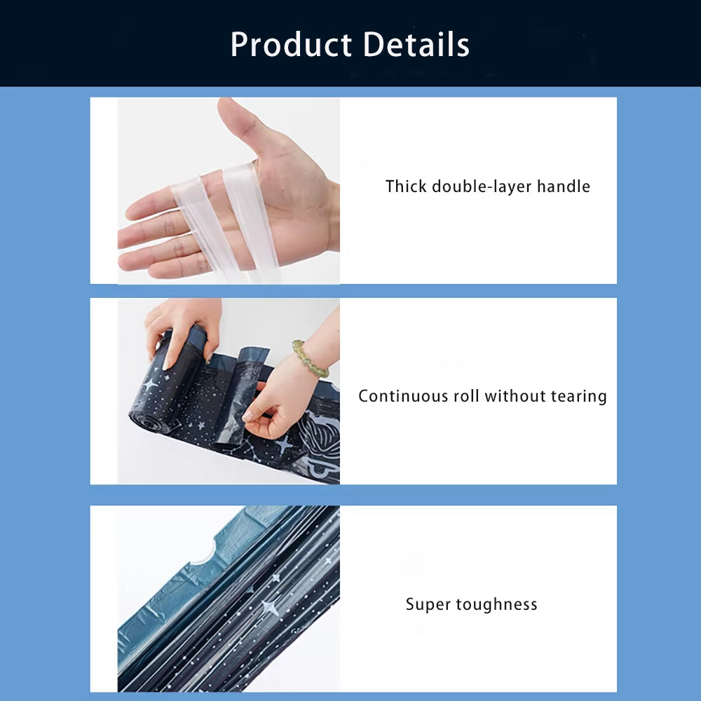 Non Tear Drawstring Garbage Bag for Household Use, Handheld, Thickened with Rope, Kitchen Bucket, Pocket Cleaning