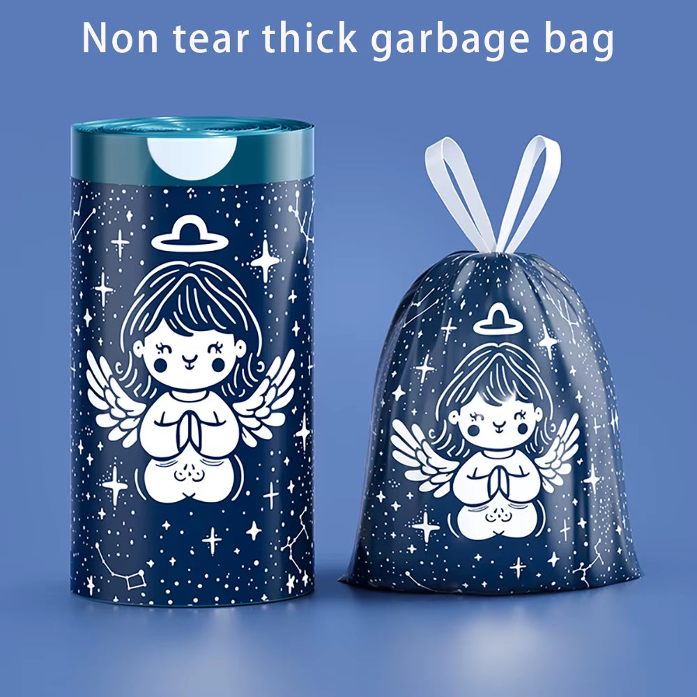 Non Tear Drawstring Garbage Bag for Household Use, Handheld, Thickened with Rope, Kitchen Bucket, Pocket Cleaning