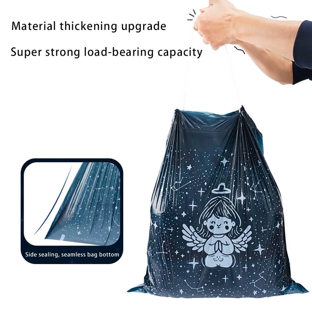 Non Tear Drawstring Garbage Bag for Household Use, Handheld, Thickened with Rope, Kitchen Bucket, Pocket Cleaning