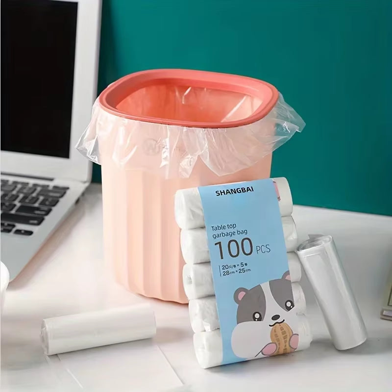 2-5 Rolls/Pack Disposable Small Trash Bags Transparent Garbage Bag Thick Portable Durable Cleaning Kitchen Dormitory Home Office