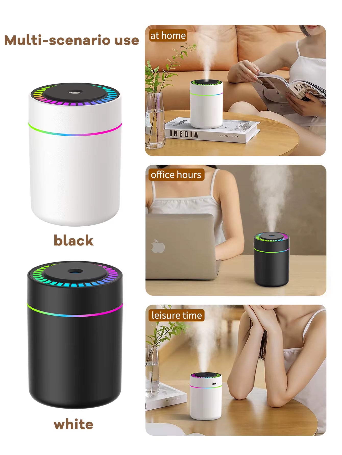 180Ml Aromatherapy Diffuser Humidifier Aromatherapy Essential Oil Air Purifier Sleeping Car Carrying Home LED 7 Color Light