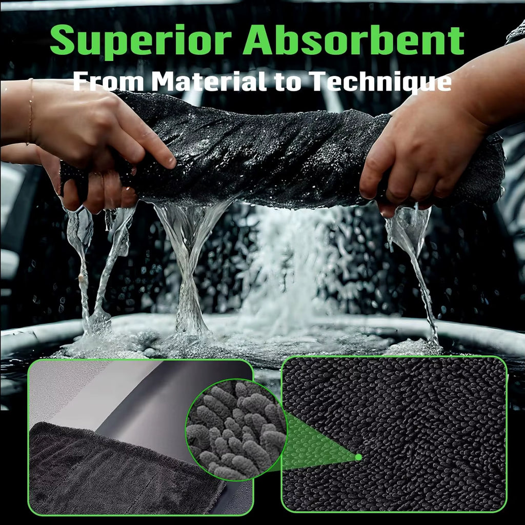 1Pc Ultra-Absorbent Microfiber Cleaning Cloth - Soft, Durable & Quick-Dry Towel for Cars, Home, and Bathroom Use