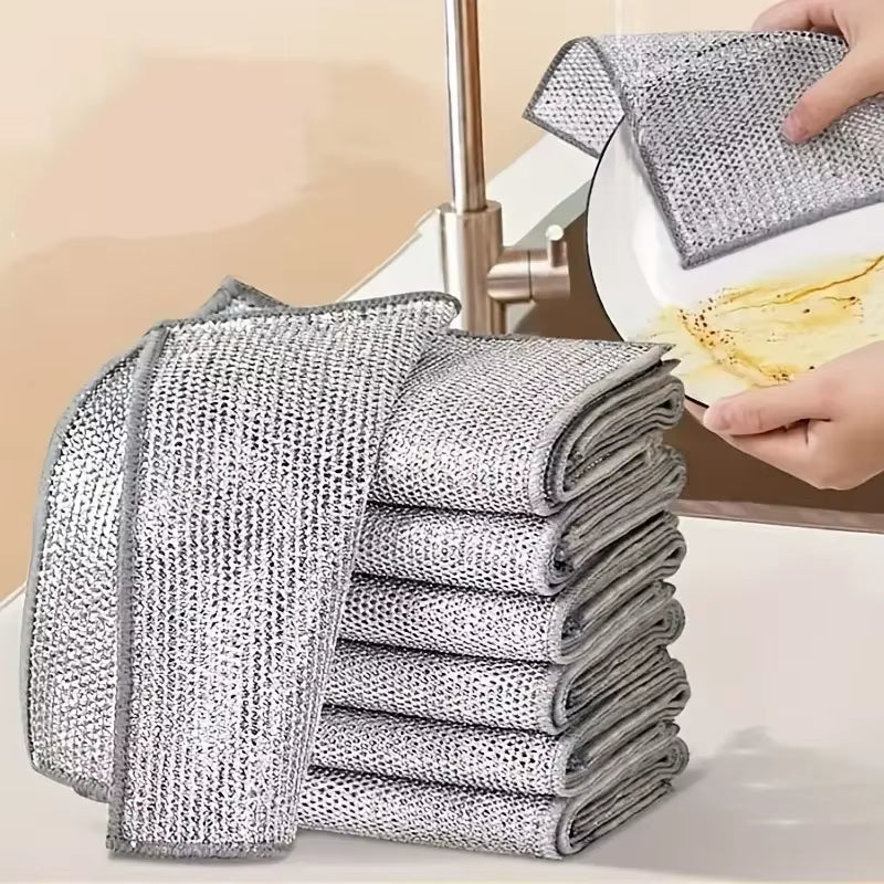 Wholesale Metal Steel Wire Rags Cloth Home Kitchen Pot Pan Dishwashing Double-Sided Dishcloth Cleaning Cloths Towel Scrubber Rag