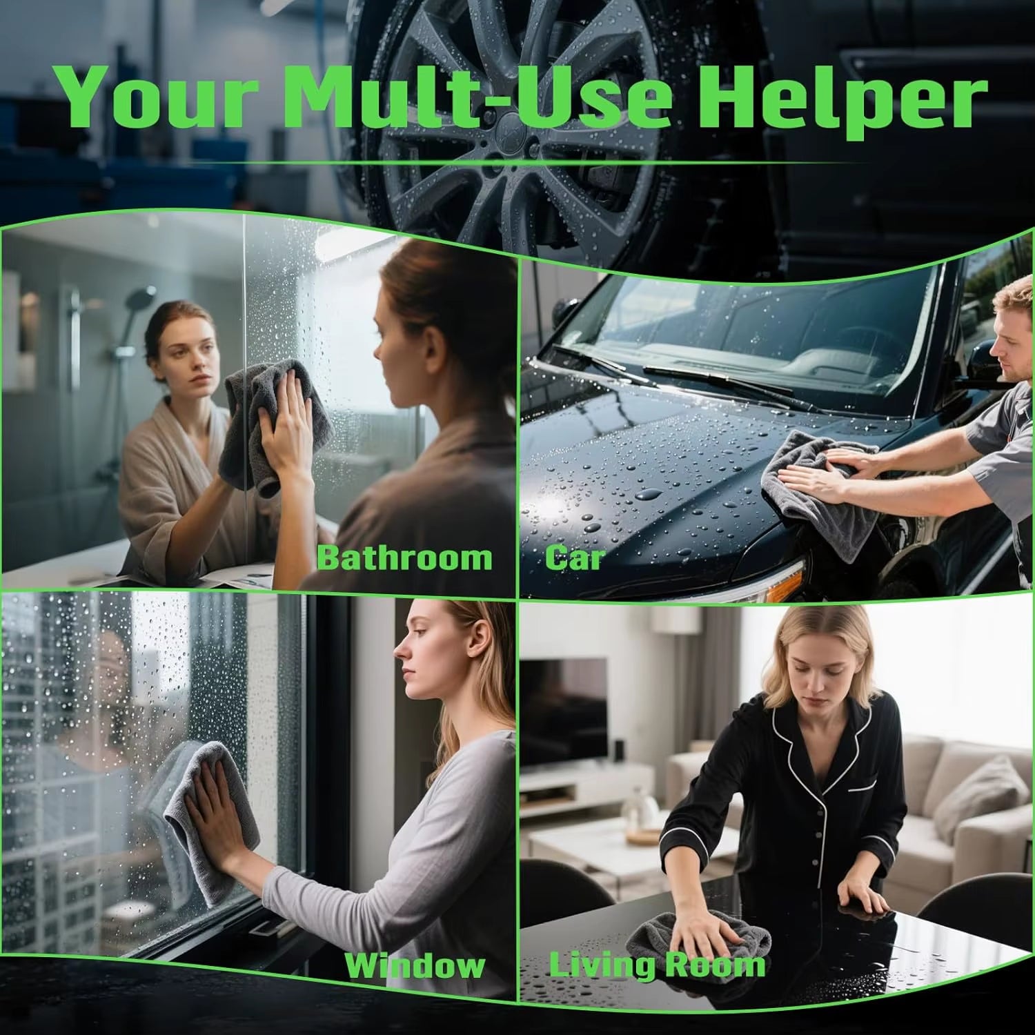 1Pc Ultra-Absorbent Microfiber Cleaning Cloth - Soft, Durable & Quick-Dry Towel for Cars, Home, and Bathroom Use