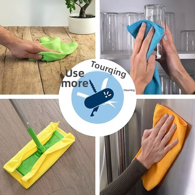 Microfiber Cleaning Cloth Multi-Purpose Kitchen Dish Cloth Scouring Pad for Car and Home Cleaning Reusable Dishwashing Wipes