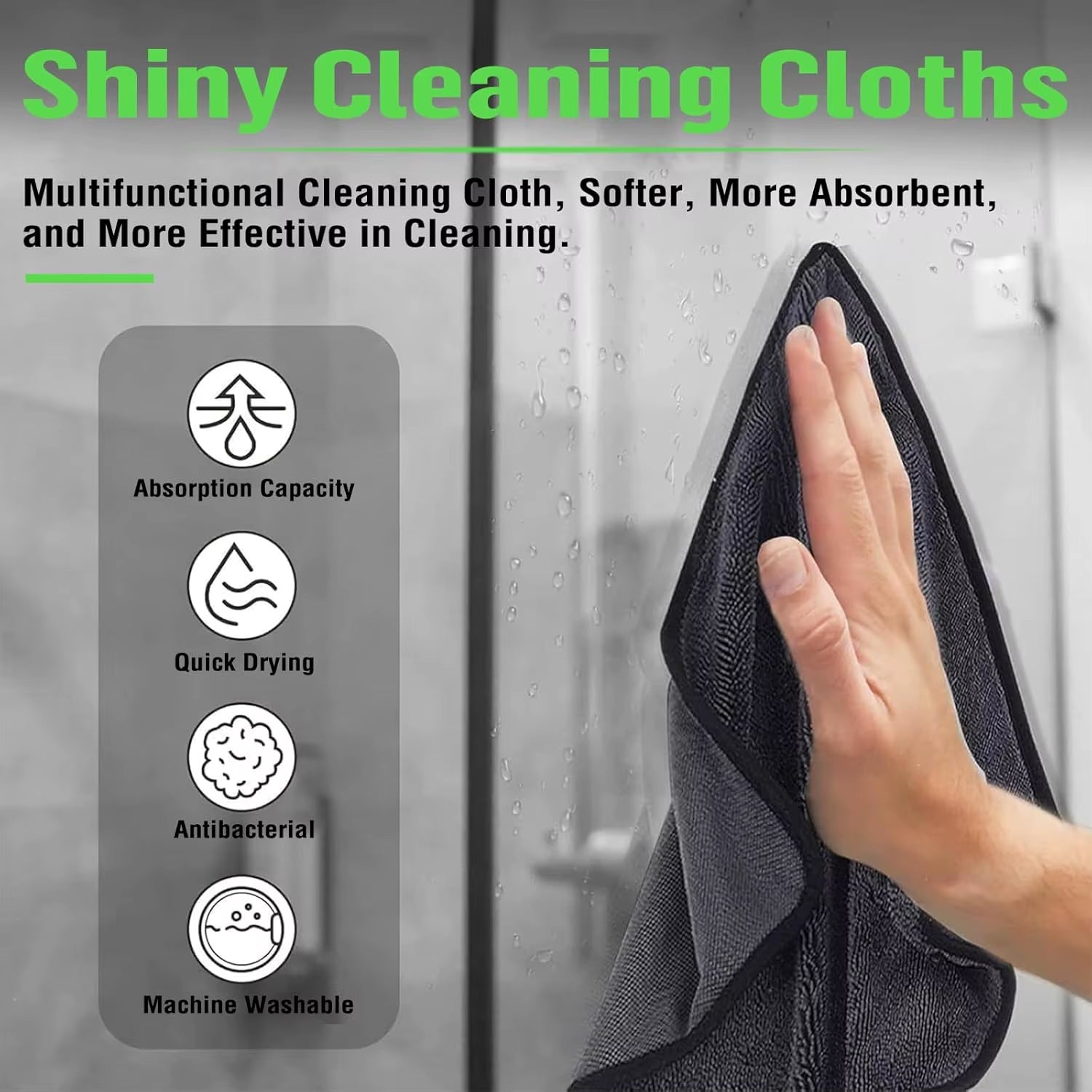 1Pc Ultra-Absorbent Microfiber Cleaning Cloth - Soft, Durable & Quick-Dry Towel for Cars, Home, and Bathroom Use